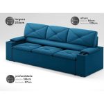 Sofá com Porta Copos Retrátil e Reclinável Pop 2,05m Velosuede Royal - netsofas - Imagem 2
