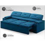 Sofá com Porta Copos Retrátil e Reclinável Pop 2,05m Velosuede Royal - netsofas - Imagem 3