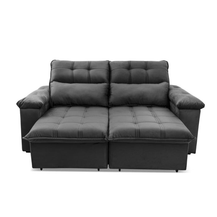 Sofá Retrátil/Reclinável Verona 1,50m Suede Velut Cinza c/ Molas no Assento - King House - Imagem 2