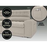 Sofá Omega 2,00m Assento Retrátil e Reclinável Velosuede Areia - netsofas - Imagem 4