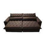 Sofá Retrátil e Reclinável 2,75m Molas Ensacadas Cama inBox Spazus com Bordado 3D Velusoft Café - Imagem 4