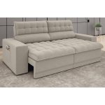 Sofá Omega 2,00m Assento Retrátil e Reclinável Velosuede Areia - netsofas