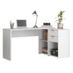 Mesa de Escritório em L 2 Gavetas 3 Nichos Office NT 2060 Branco New - Imagem 4