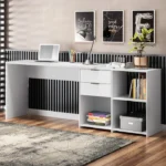 Mesa de Escritório em L 2 Gavetas 3 Nichos Office NT 2060 Branco New - Imagem 2