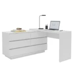 Mesa para Escritório Diretor em L 6 Gavetas Oring Yescasa Branco