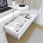 Escrivaninha 5 Gavetas 100% MDF Berlim Yescasa Branco - Imagem 4
