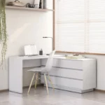 Mesa para Escritório Diretor em L 6 Gavetas Oring Yescasa Branco - Imagem 4
