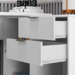 Mesa de Escritório em L 2 Gavetas 3 Nichos Office NT 2060 Branco New - Imagem 10