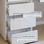 Escrivaninha 5 Gavetas 100% MDF Berlim Yescasa Branco - Imagem 11